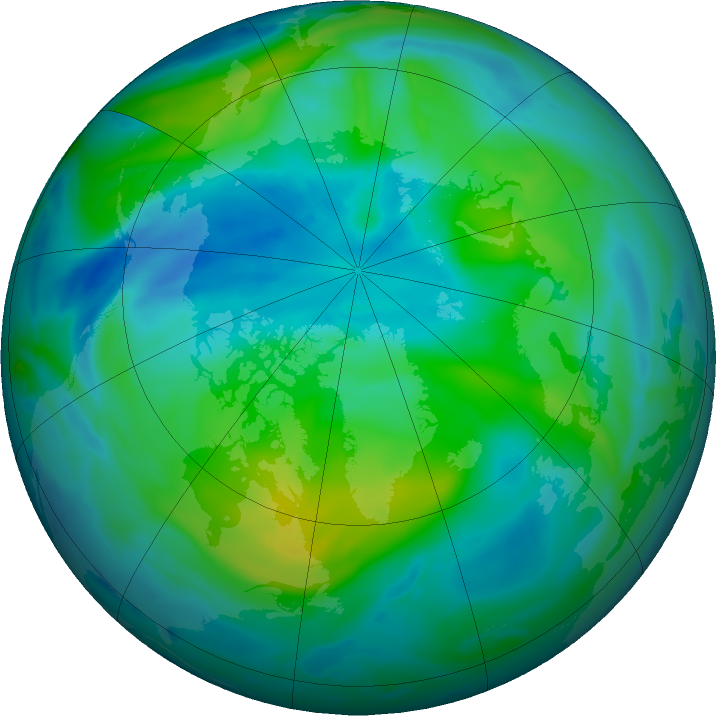 Arctic ozone map for 01 October 2018